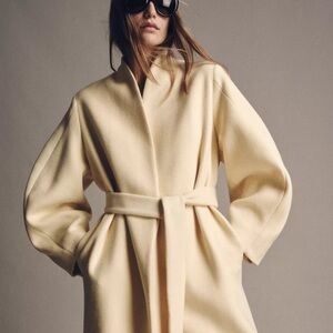 🆕 2026 ZARA WOMEN OVERSIZED WOOL BLEND VANILLA Elegant Cream Coat